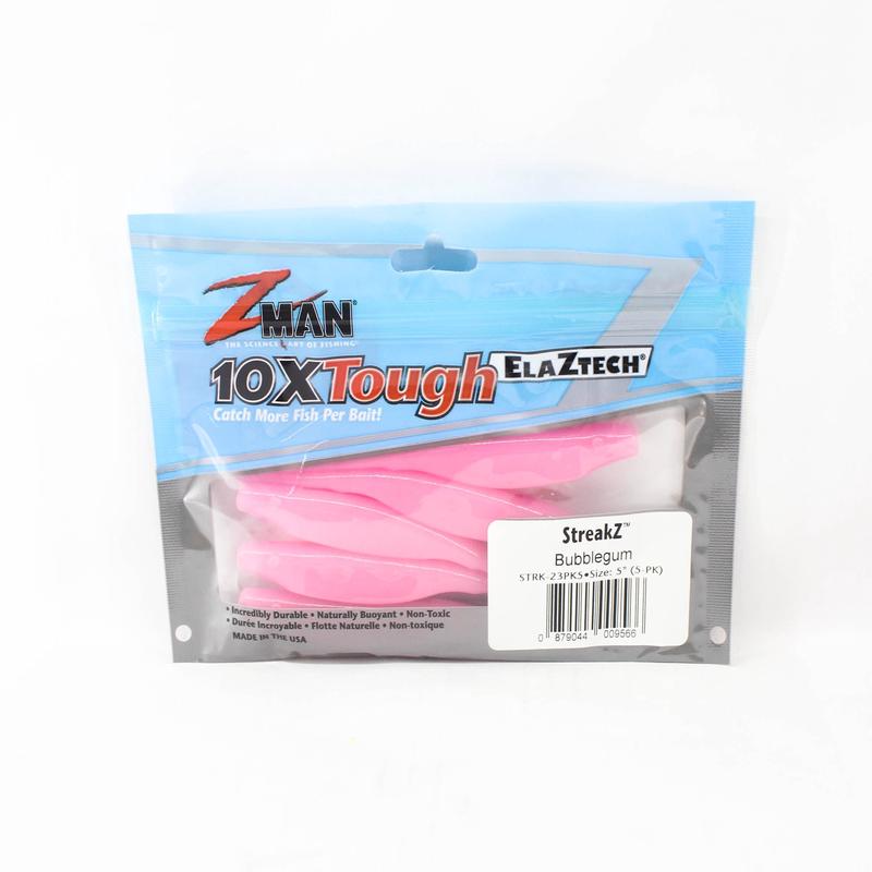 Zman Soft Lure StreakZ 5 Inch 5/Pack Bubble Gum (9566)