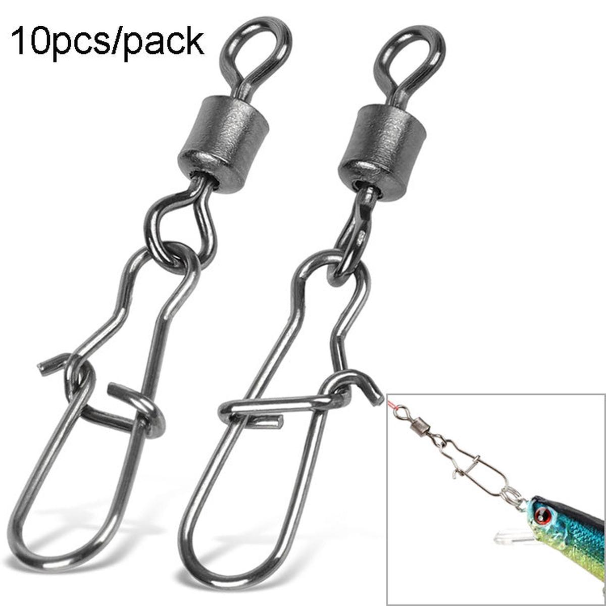 10pcs /Pack Stainless Steel Fishing Connector Bearing Rolling Swivel Connector Fishing Gear Accessories(3)