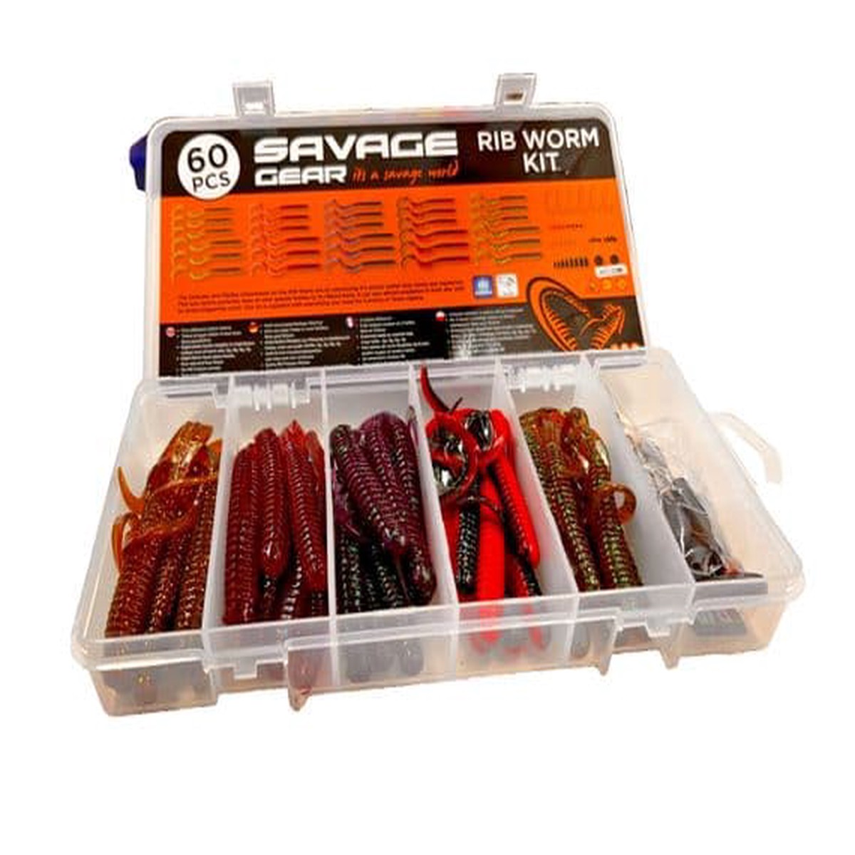 60pc Rib Worm Lure Kit