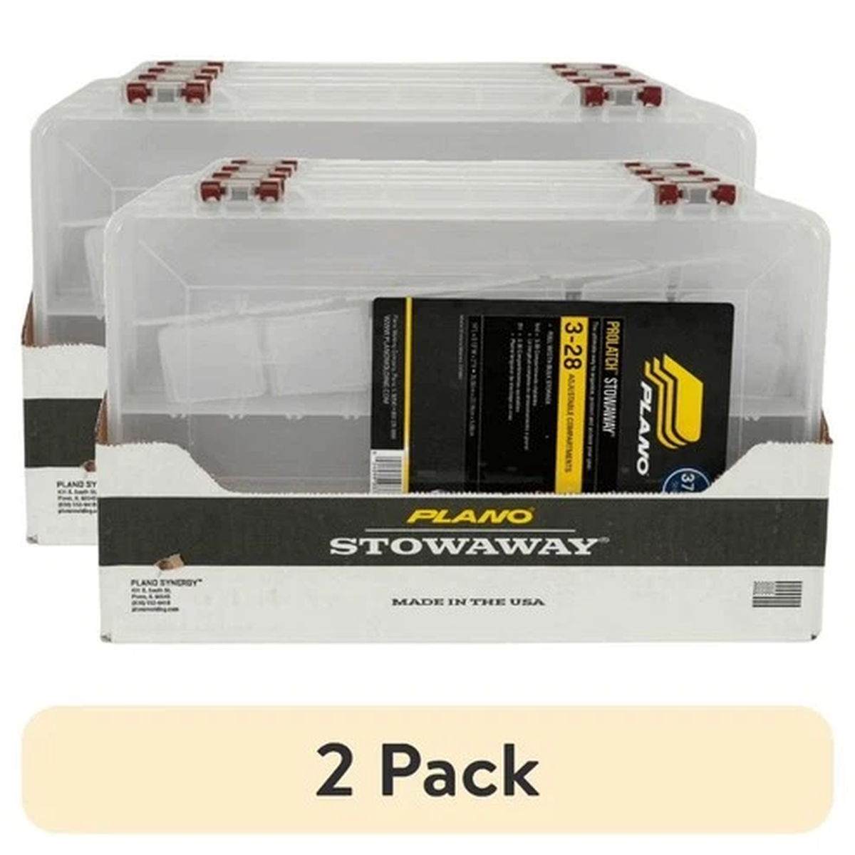 (2 pack) Stowaway Large Clear Organizer Tackle Box, Large, Clear